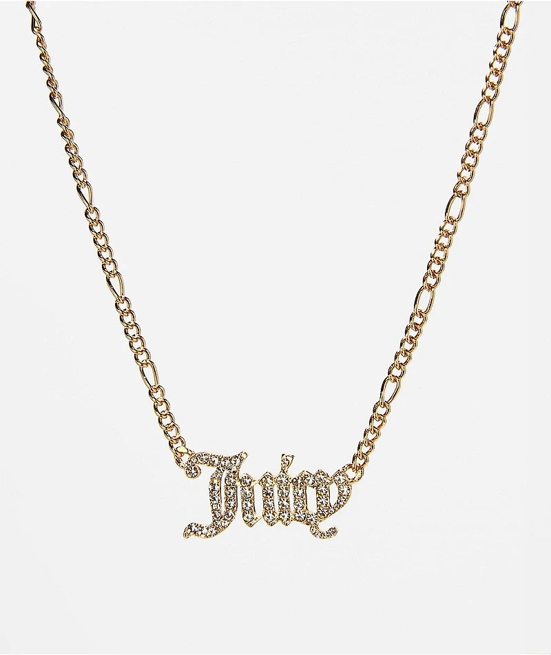 Juicy Couture Crystal Script Goldtone Necklace
