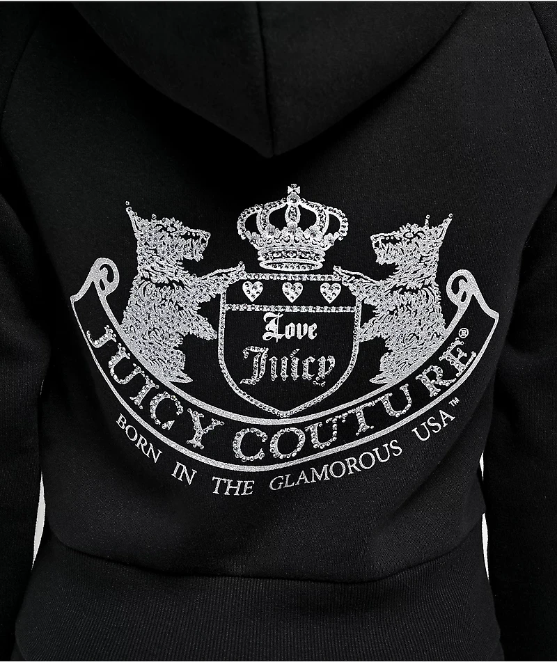 Juicy Couture Faux Fur Black Crop Zip Hoodie