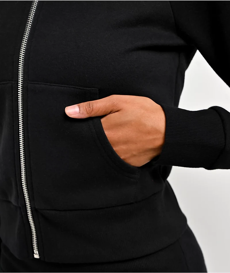Juicy Couture Faux Fur Black Crop Zip Hoodie