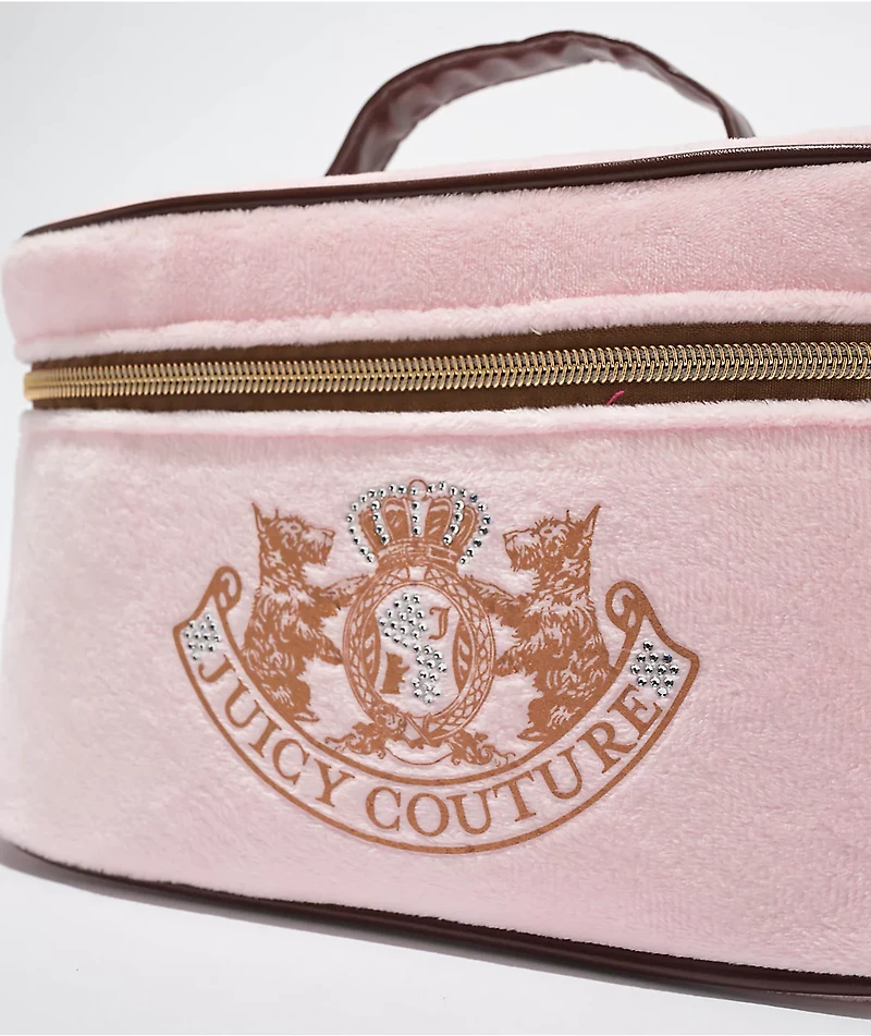 Juicy Couture Foil Logo Pink Velour Makeup Bag
