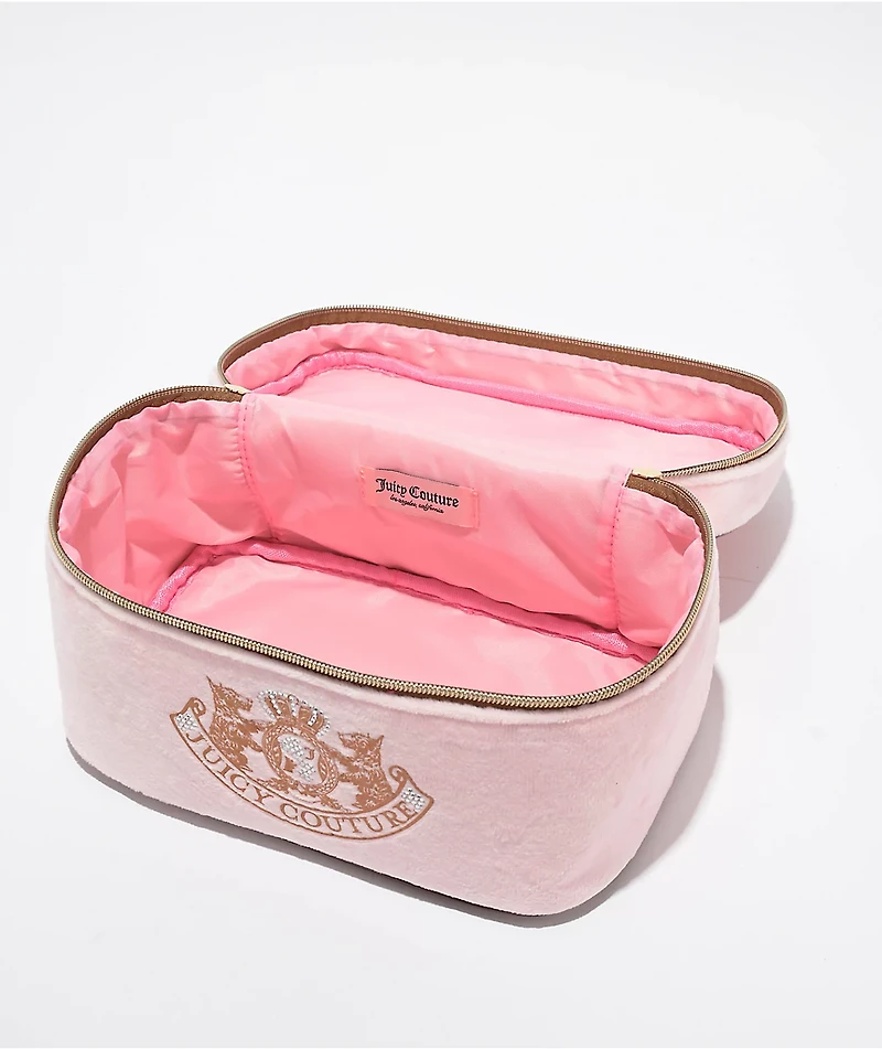 Juicy Couture Foil Logo Pink Velour Makeup Bag