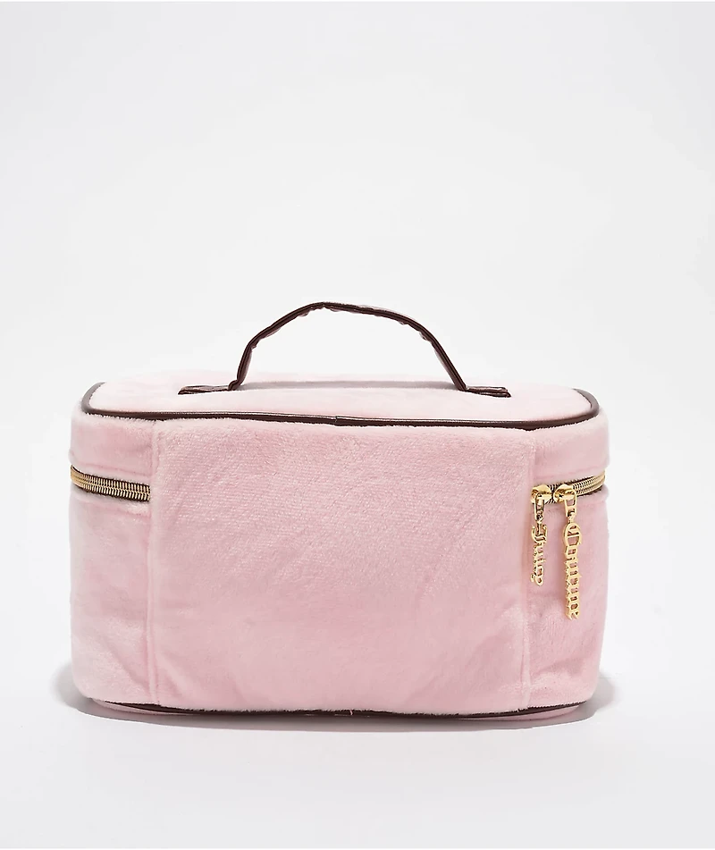 Juicy Couture Foil Logo Pink Velour Makeup Bag