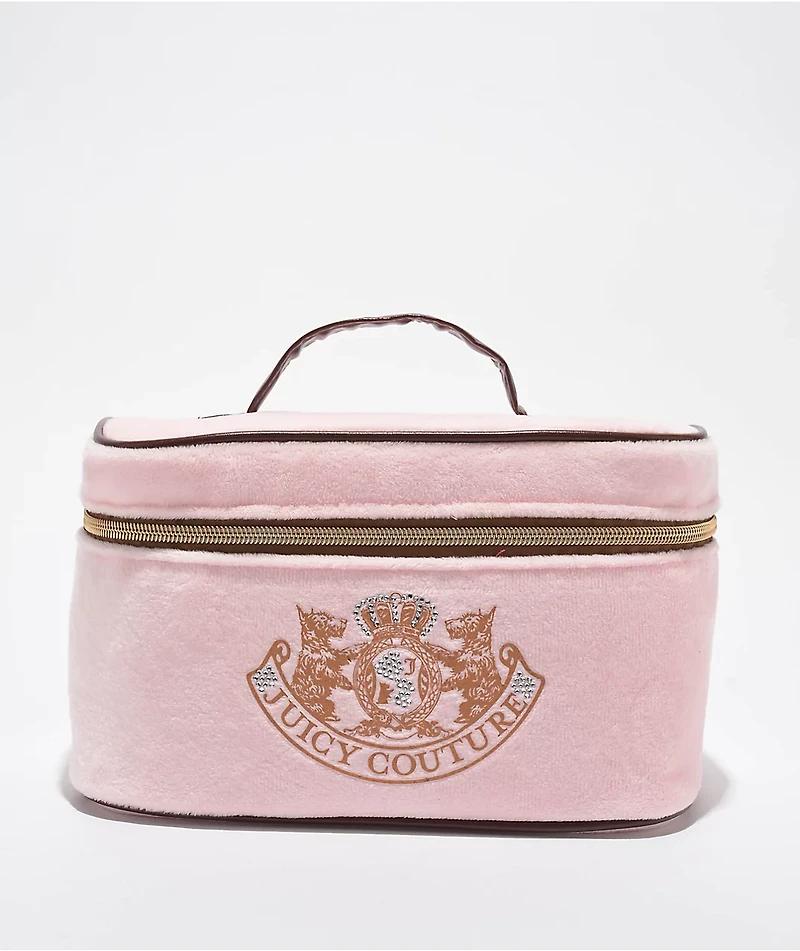 Juicy Couture Foil Logo Pink Velour Makeup Bag