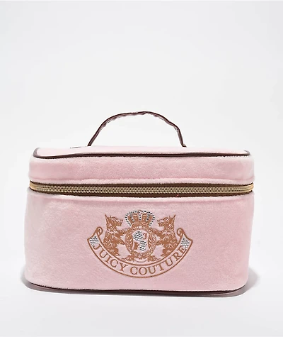 Juicy Couture Foil Logo Pink Velour Makeup Bag