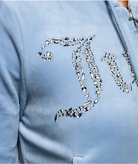 Juicy Couture Front Bling Frosted Velour Zip Hoodie