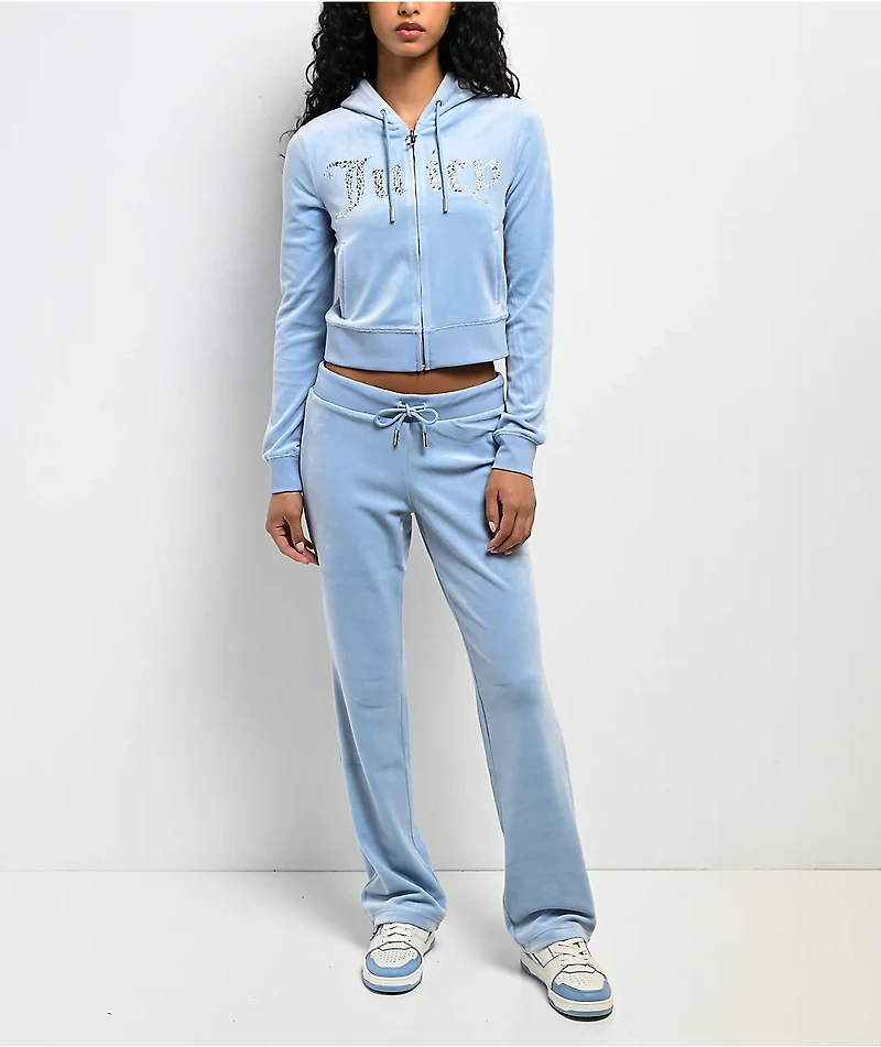 Juicy Couture Front Bling Frosted Velour Zip Hoodie