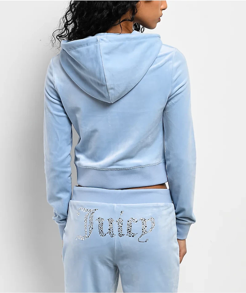 Juicy Couture Front Bling Frosted Velour Zip Hoodie