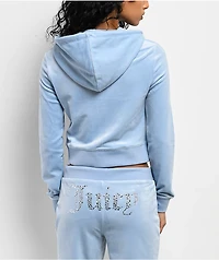 Juicy Couture Front Bling Frosted Velour Zip Hoodie