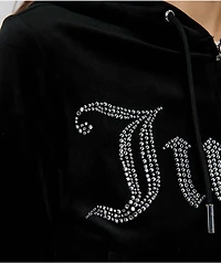 Juicy Couture Front Bling Licorice Velour Zip Hoodie