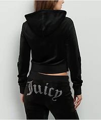 Juicy Couture Front Bling Licorice Velour Zip Hoodie
