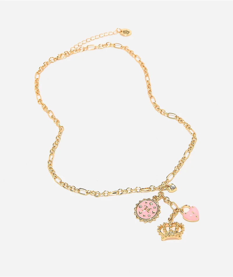 Juicy Couture Layered Pink & Goldtone Charm Necklace