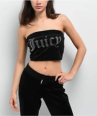 Juicy Couture Luxe Velour Black Tube Top