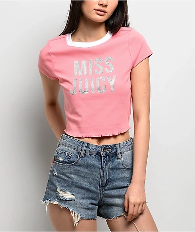 Juicy Couture Miss Juicy Pink Crop T-Shirt