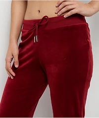 Juicy Couture OG Big Bling Coco Red Velour Track Pants
