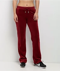 Juicy Couture OG Big Bling Coco Red Velour Track Pants