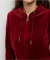 Juicy Couture OG Big Bling Coco Red Velour Zip Hoodie