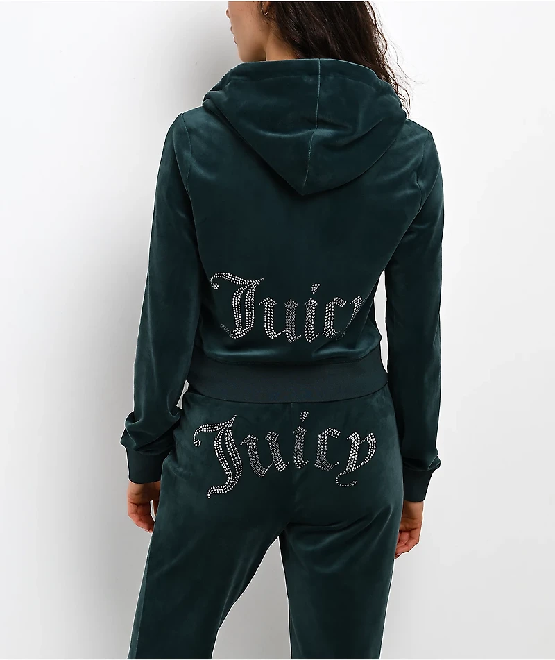 Juicy Couture OG Big Bling Junebug Velour Zip Hoodie