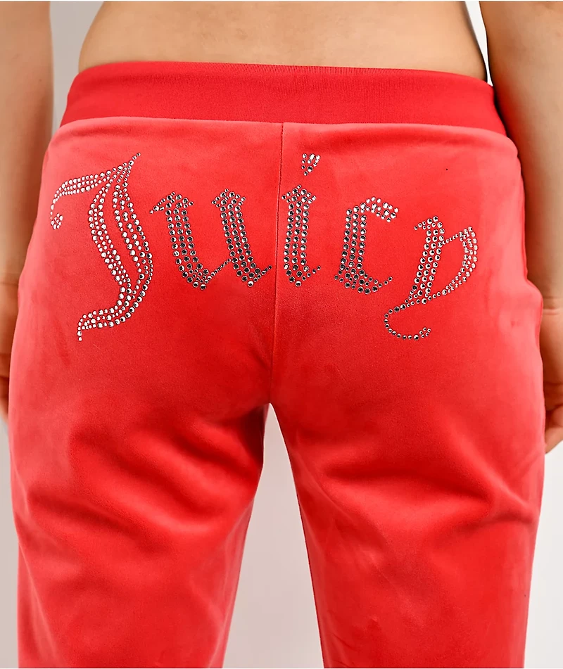 Juicy Couture OG Big Bling Maraschino Cherry Velour Track Pants