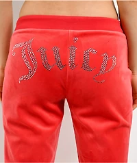 Juicy Couture OG Big Bling Maraschino Cherry Velour Track Pants
