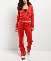 Juicy Couture OG Big Bling Maraschino Cherry Velour Track Pants