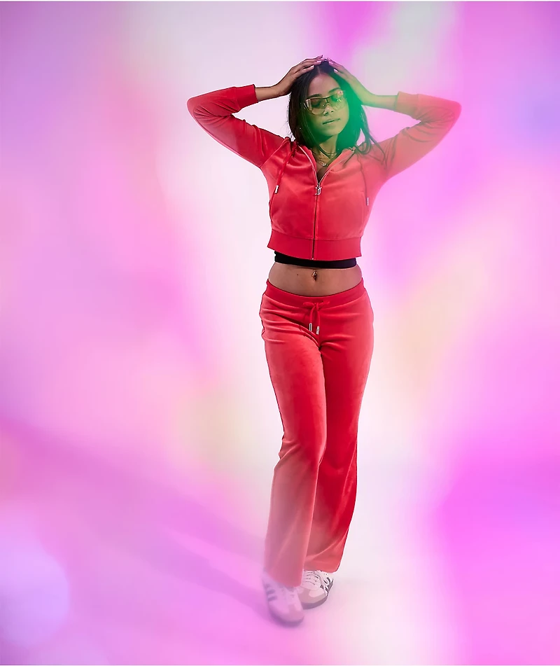 Juicy Couture OG Big Bling Maraschino Cherry Velour Track Pants