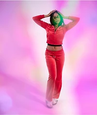 Juicy Couture OG Big Bling Maraschino Cherry Velour Track Pants