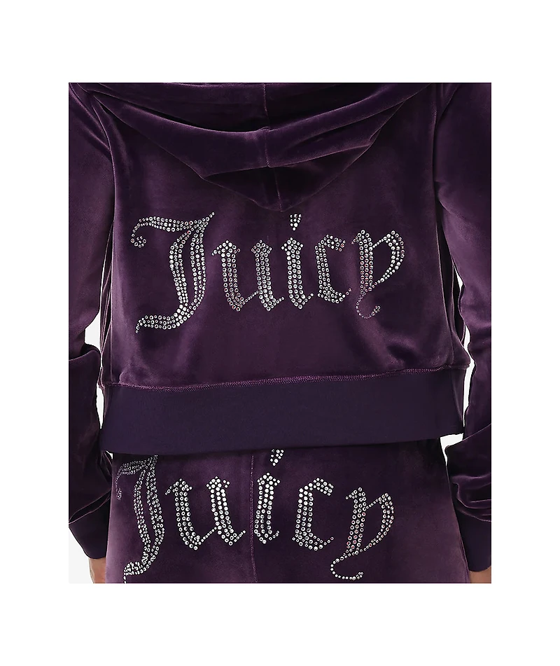 Juicy Couture OG Big Bling Plum Velour Zip Hoodie