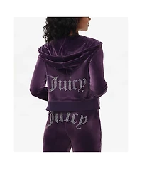 Juicy Couture OG Big Bling Plum Velour Zip Hoodie