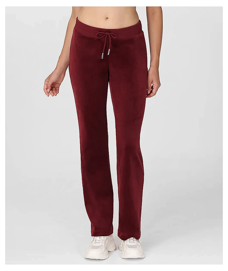 Juicy Couture OG Big Bling Red Dahlia Velour Track Pants