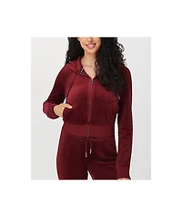 Juicy Couture OG Big Bling Red Dahlia Velour Zip Hoodie