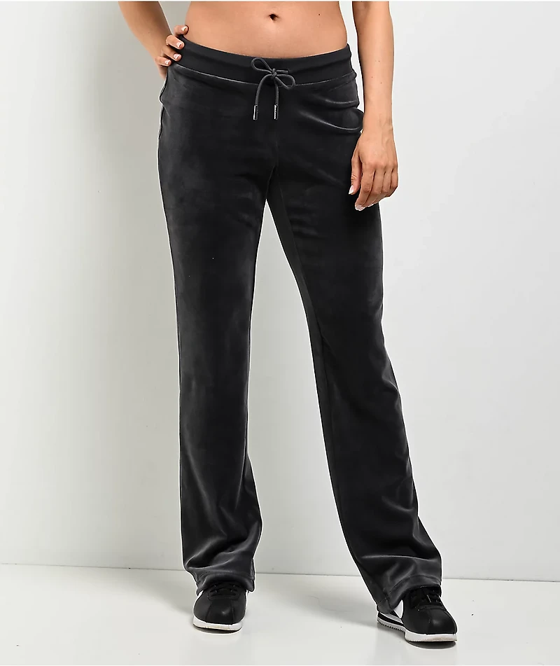 Juicy Couture OG Big Bling Titanium Velour Track Pants