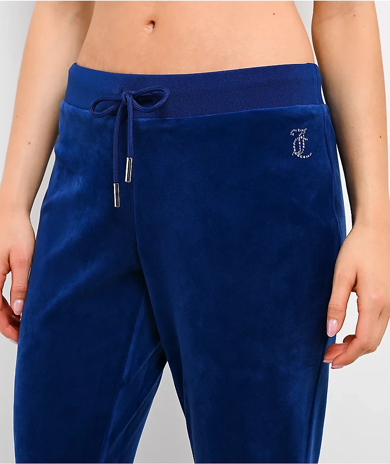 Juicy Couture OG Big Bling Varsity Blue Velour Track Pants