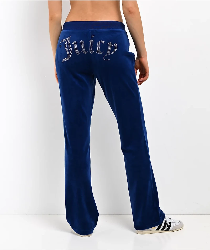 Juicy Couture OG Big Bling Varsity Blue Velour Track Pants