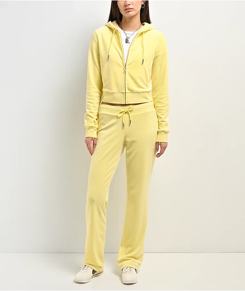 Juicy Couture OG Big Bling Yellow Iris Velour Track Pants