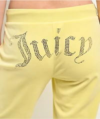 Juicy Couture OG Bling Yellow Iris Velour Track Pants