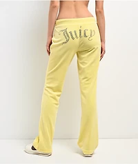 Juicy Couture OG Bling Yellow Iris Velour Track Pants
