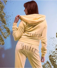 Juicy Couture OG Bling Yellow Iris Velour Zip Hoodie