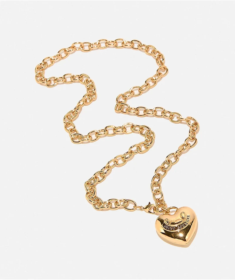 Juicy Couture Puff Heart Goldtone Necklace