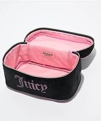 Juicy Couture Rhinestone Logo Black Velour Makeup Bag
