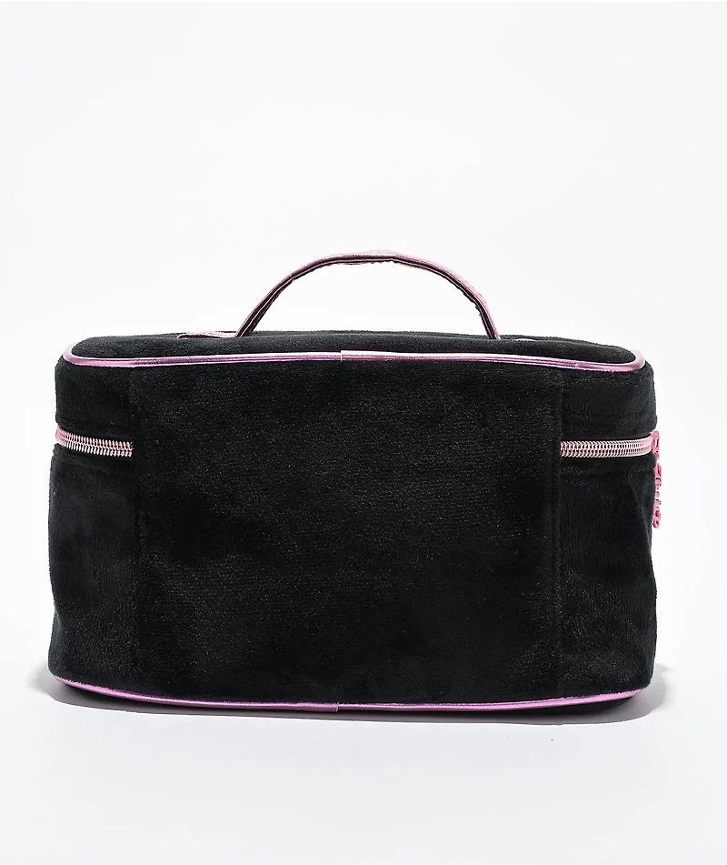 Juicy Couture Rhinestone Logo Black Velour Makeup Bag