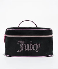 Juicy Couture Rhinestone Logo Black Velour Makeup Bag