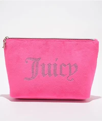Juicy Couture Rhinestone Logo Pink Velour Makeup Pouch