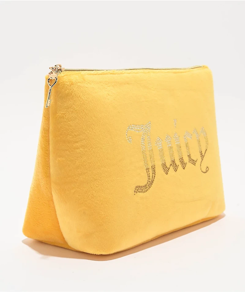 Juicy Couture Rhinestone Logo Yellow Velour Makeup Pouch