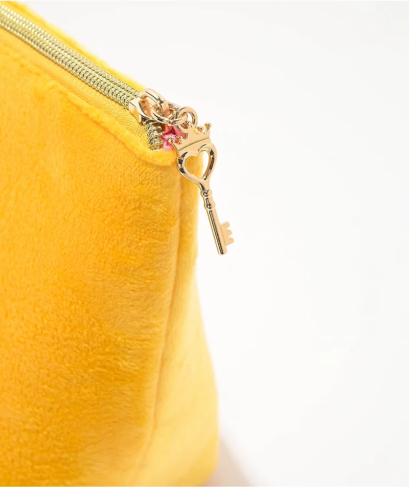 Juicy Couture Rhinestone Logo Yellow Velour Makeup Pouch