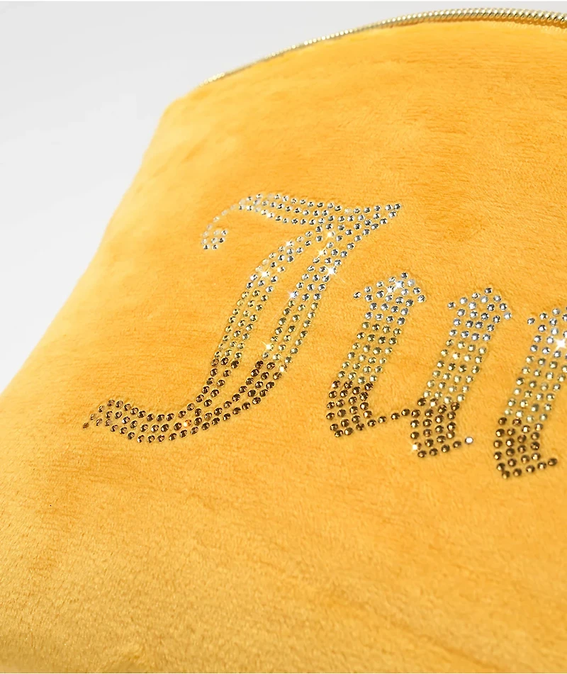 Juicy Couture Rhinestone Logo Yellow Velour Makeup Pouch