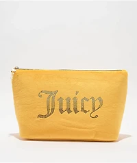 Juicy Couture Rhinestone Logo Yellow Velour Makeup Pouch