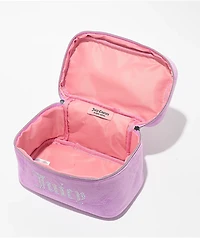 Juicy Couture Rhinestone Terry Train Purple Velour Makeup Bag