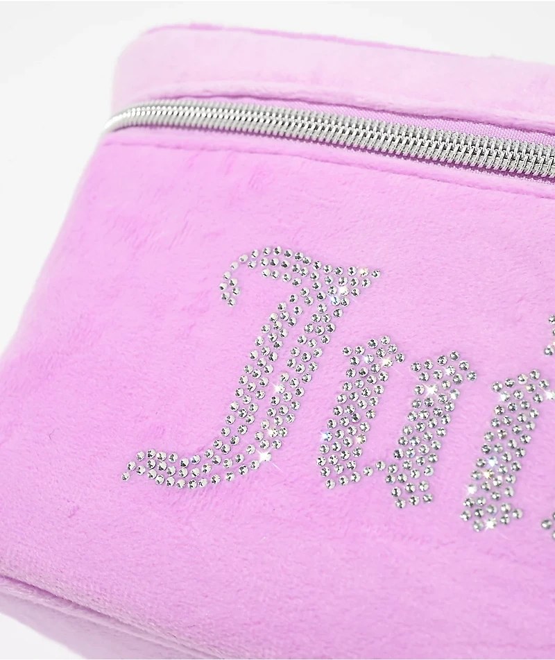 Juicy Couture Rhinestone Terry Train Purple Velour Makeup Bag