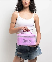 Juicy Couture Rhinestone Terry Train Purple Velour Makeup Bag