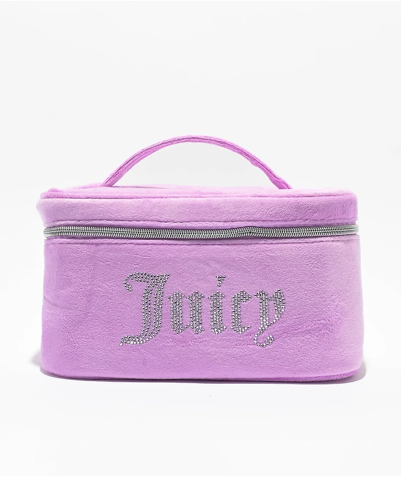 Juicy Couture Rhinestone Terry Train Purple Velour Makeup Bag